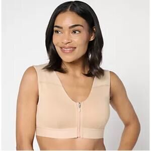 Tommie Copper Sand Shoulder Support Bra with Front Zip XL NWOT